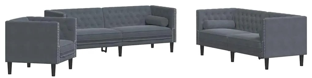 vidaXL Σετ Καναπέ 3 pcs Σκούρο γκρι Βελούδο