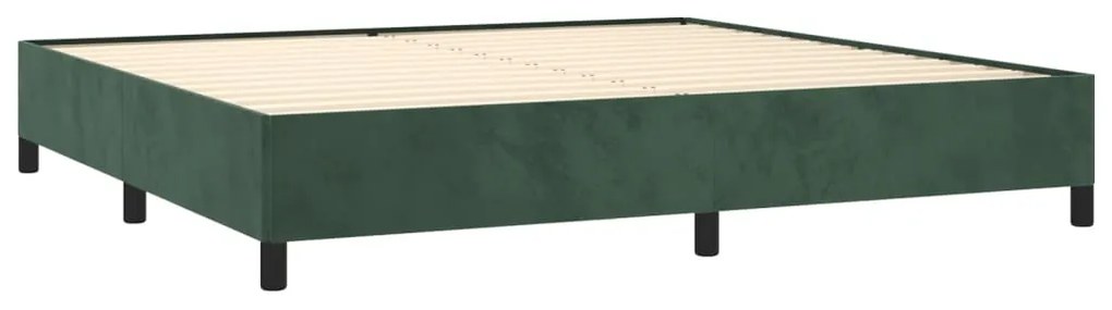 vidaXL Κρεβάτι Boxspring με Στρώμα Σκούρο Πράσινο 200x200εκ. Βελούδινο