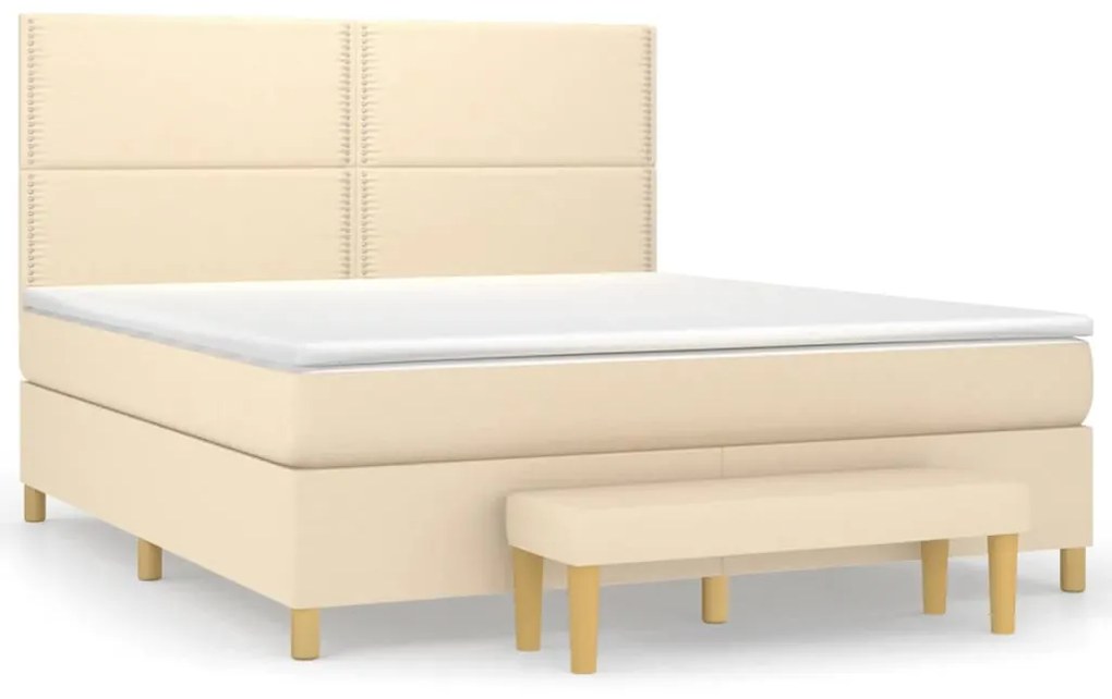 ΚΡΕΒΑΤΙ BOXSPRING ΜΕ ΣΤΡΩΜΑ ΚΡΕΜ 160X200 ΕΚ. ΥΦΑΣΜΑΤΙΝΟ 3137090