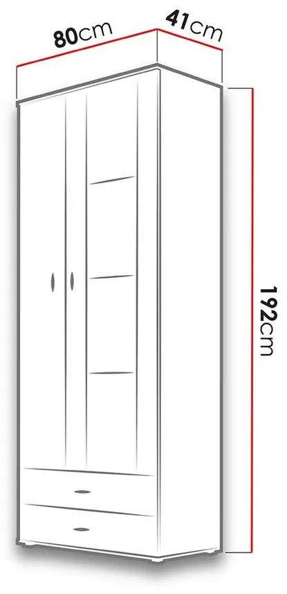 Βιτρίνα Charlotte E105, Άσπρο, Γυαλιστερό λευκό, Με πόρτες, Με συρτάρια, Ο αριθμός των θυρών: 2, Αριθμός συρταριών: 2, 192x80x41cm, 70 kg | Epipla1.gr