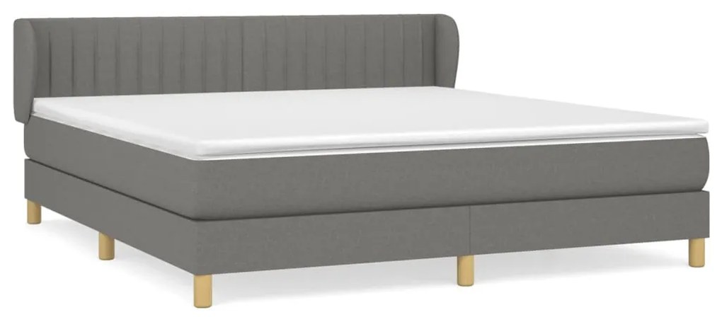 Κρεβάτι Boxspring με Στρώμα Σκούρο Γκρι 180x200 εκ Υφασμάτιν - Γκρι