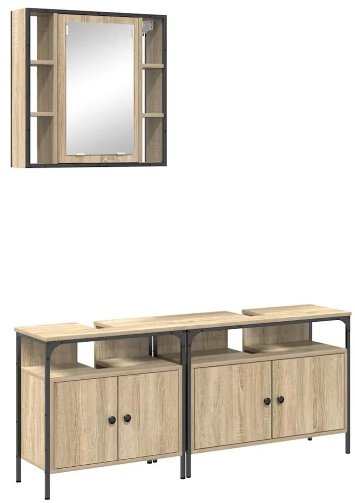 vidaXL Σετ Ντουλαπιών Μπάνιου 3 pcs Sonoma Δρυς 80 x 30 x 60 cm