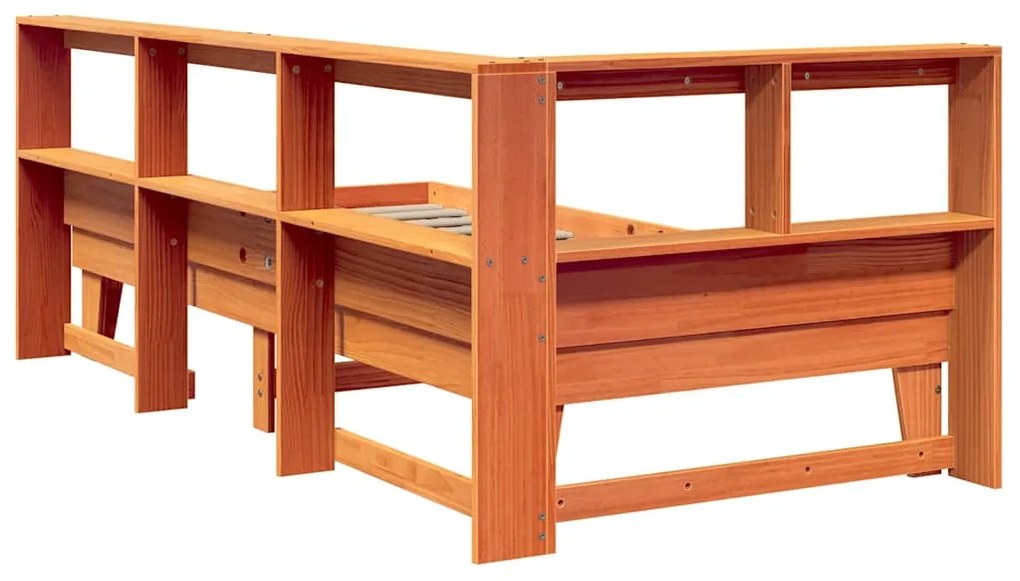vidaXL Κρεβάτι Βιβλιοθήκη Χωρίς Στρώμα 75x190 εκ Μασίφ Ξύλο Πεύκου