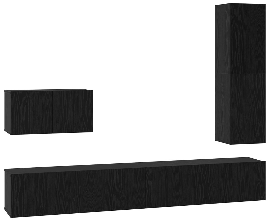 vidaXL Σετ επίπλου τηλεόρασης 4 pcs Μαύρη Δρυς 30.5 x 30 x 110 εκ.