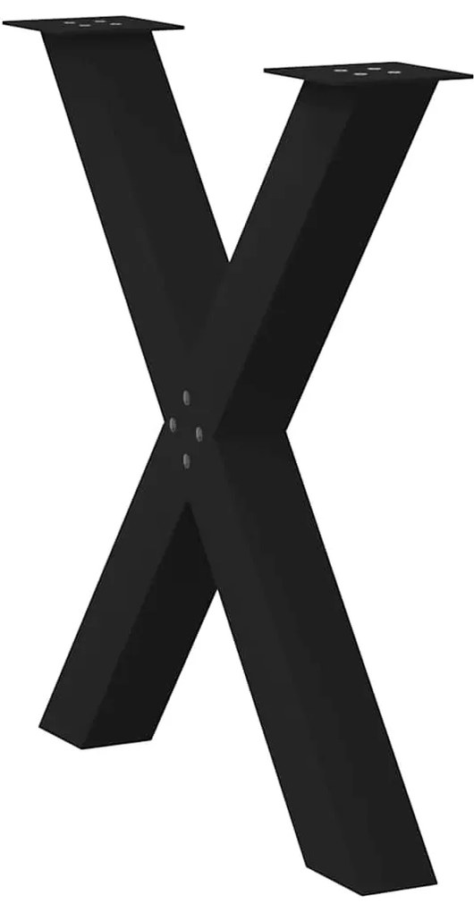 vidaXL Πόδια Τραπεζαρίας σε Σχήμα Χ, 2 τεμ. Μαύρο, Ατσάλι 80x(72-73) εκ.