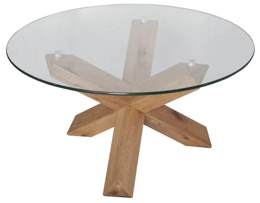 GLASS COFFEE TABLE ΔΙΑΦΑΝΟ OAK D80xH42cm - 04-0792 - 04-0792