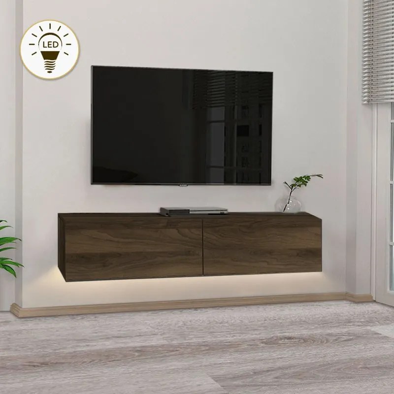 Megapap Έπιπλο Τηλεόρασης Επιτοίχιο Aristo Με Led Καρυδί 135x31,6x25εκ.