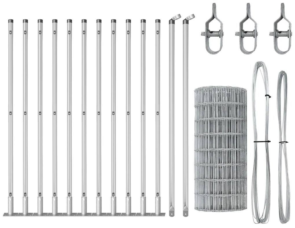 vidaXL Euro Fence με 13 Στηρίγματα 0,6x25 μ Γαλβανισμένο Ατσάλι
