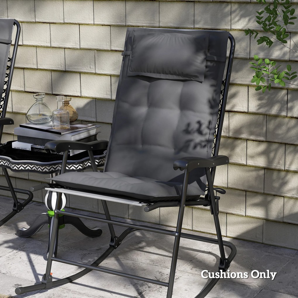 Outsunny Σετ 2 Μαξιλάρια για Ξαπλώστρα Ανθεκτικό στο Νερό Μαξιλάρι Ξαπλώστρας Κήπου 50x116x5 εκ., Σκούρο Γκρι