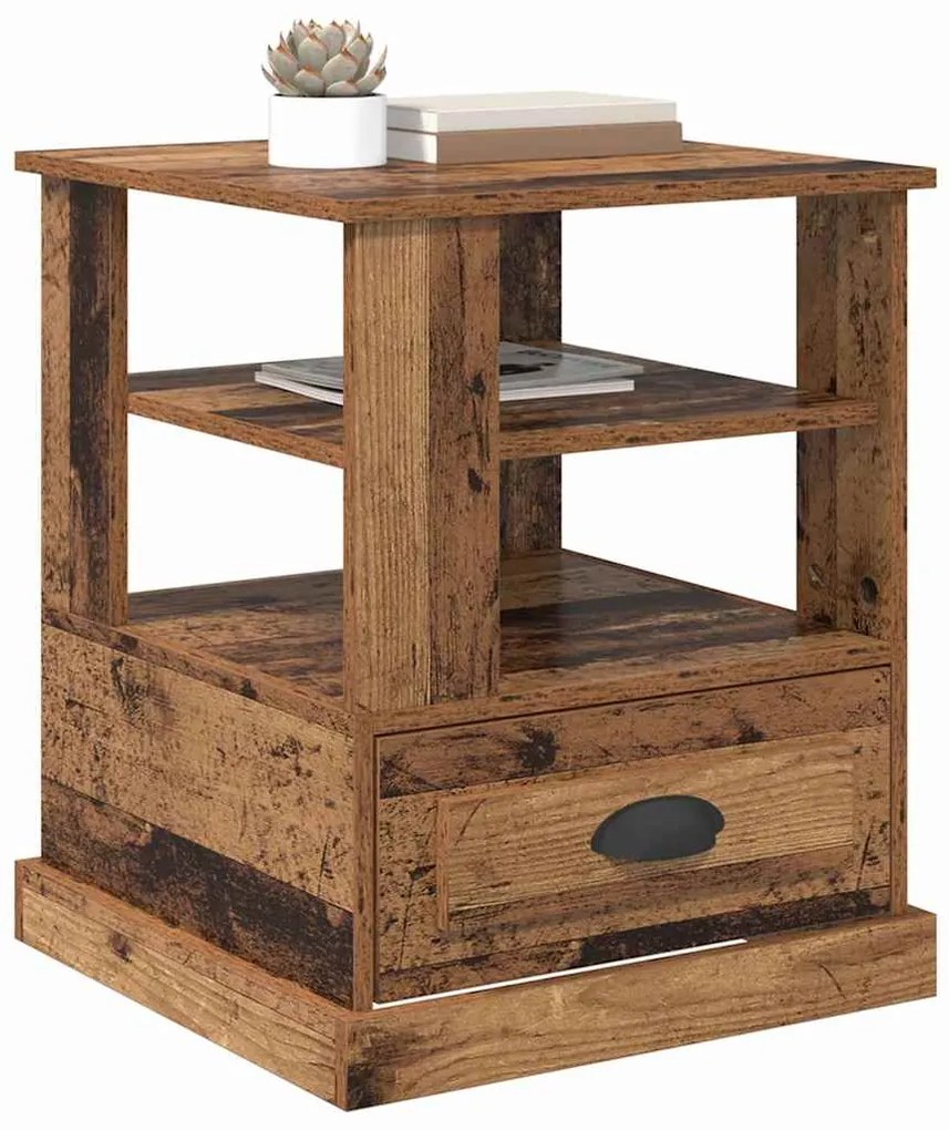 vidaXL Κομοδίνο με ράφι Παλαιό ξύλο 50 x 50 x 60 cm Επεξεργασμένο ξύλο