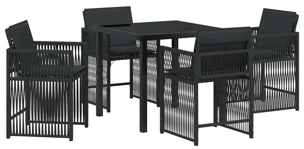 vidaXL Σέτ φαγητού για κήπο 5 pcs Μαύρο συνθετικό ρατάν