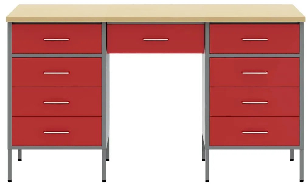 vidaXL Ντουλάπα Εργασίας με συρτάρι 3 pcs Κόκκινο 150 x 55 x 85 εκ