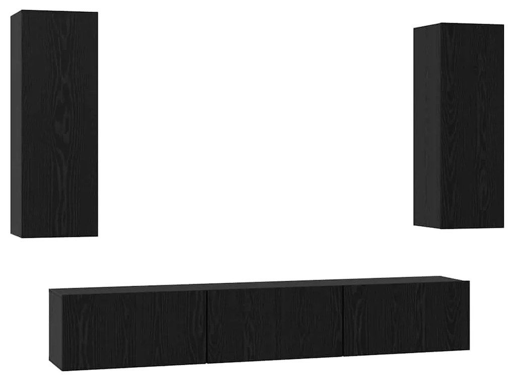vidaXL Σετ επίπλου τηλεόρασης Επιτοίχιο 5 pcs Μαύρη δρυς
