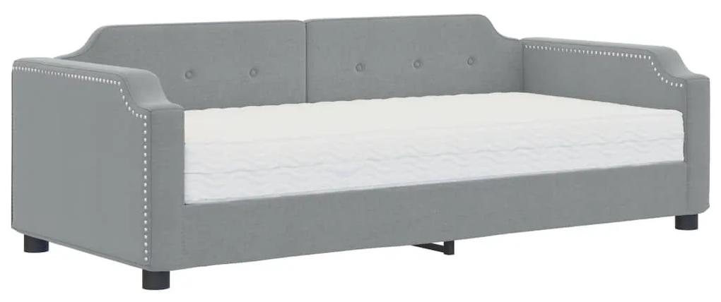 Καναπές Κρεβάτι με Στρώμα Ανοιχτό Γκρι 90 x 200 εκ. Υφασμάτινο - Γκρι