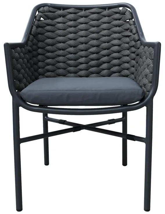 Καρέκλα - Πολυθρόνα Ortegia αλουμινίου-pp στοιβαζόμενη με γκρι σκελετό και μαξιλάρι 57x62x82 εκ. 57x62x82 εκ.