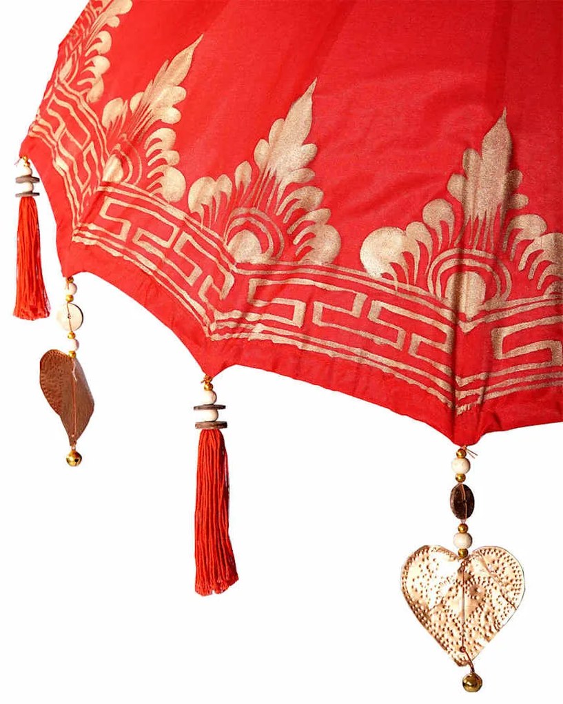 vidaXL Μπαλινέζικη ομπρέλα με βάση Κόκκινο 95 x 95 x 260 εκ. Βαμβάκι