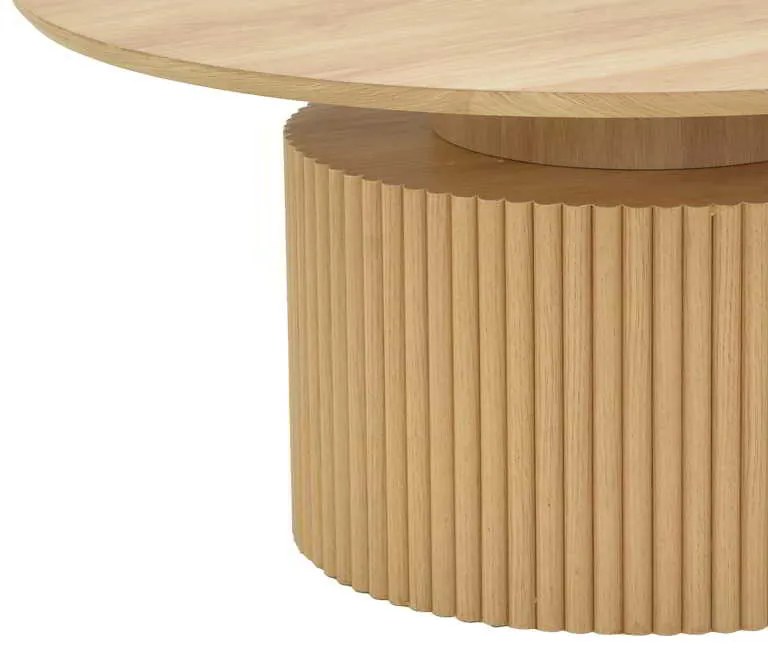 Τραπέζι σαλονιού Opols pakoworld mdf σε  φυσική απόχρωση Φ90x42εκ