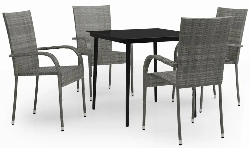 vidaXL Σετ Τραπεζαρίας Κήπου 5 Τεμαχίων Γκρι / Μαύρο