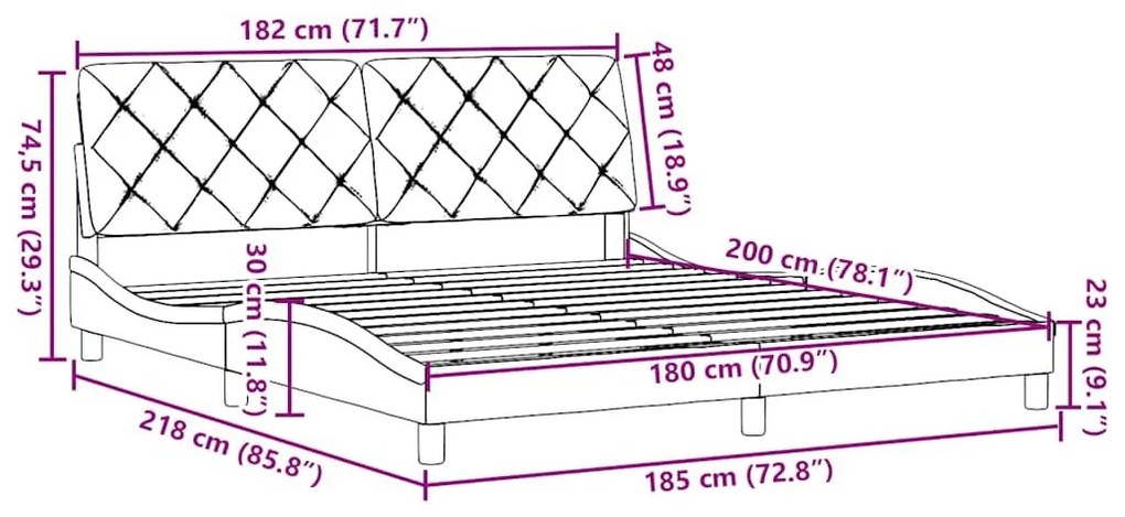 Σκελετός Κρεβατιού Χωρίς Στρώμα Μαύρο 180x200 εκ. Υφασμάτινο - Μαύρο