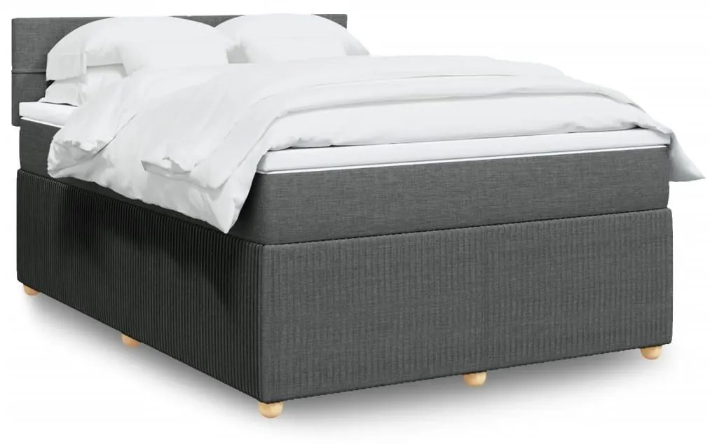 ΚΡΕΒΑΤΙ BOXSPRING ΜΕ ΣΤΡΩΜΑ ΣΚΟΥΡΟ ΓΚΡΙ 160X200 ΕΚ ΥΦΑΣΜΑΤΙΝΟ 3287508