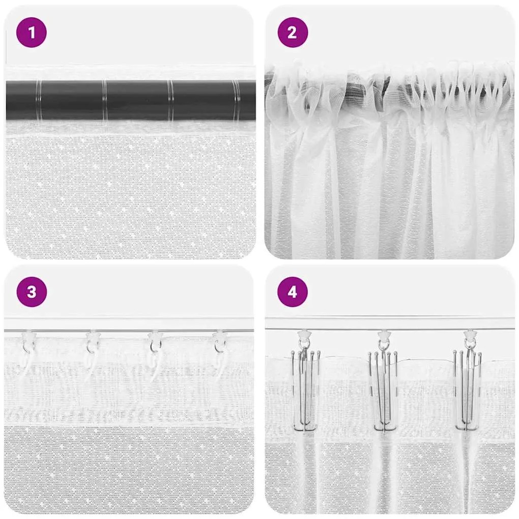 vidaXL Κουρτίνες με κουρτίνες Λευκό 200 x 140 cm Πολυεστέρας