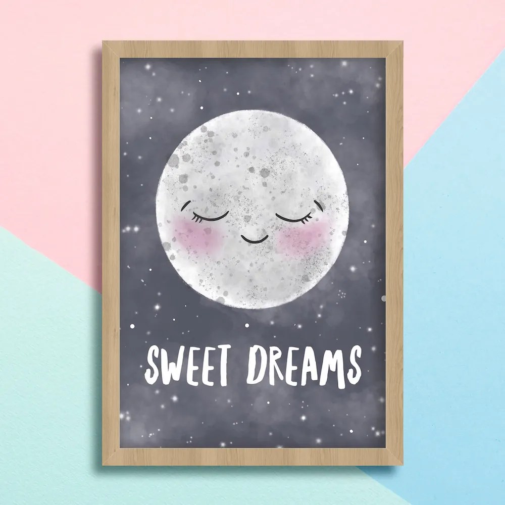 Παιδικό Πόστερ Φεγγαράκι Sweet Dreams KD129 30x40cm Εκτύπωση Πόστερ (χωρίς κάδρο)