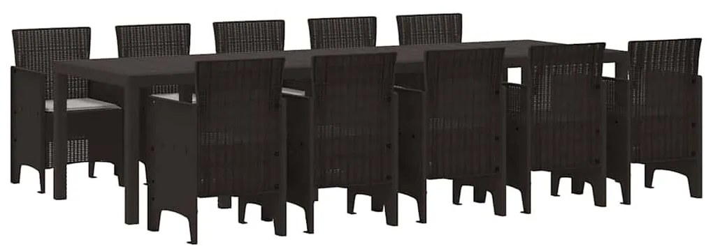 vidaXL Σέτ φαγητού για κήπο 11 pcs Καφέ και Ανοιχτό γκρι Πολυ ράταν