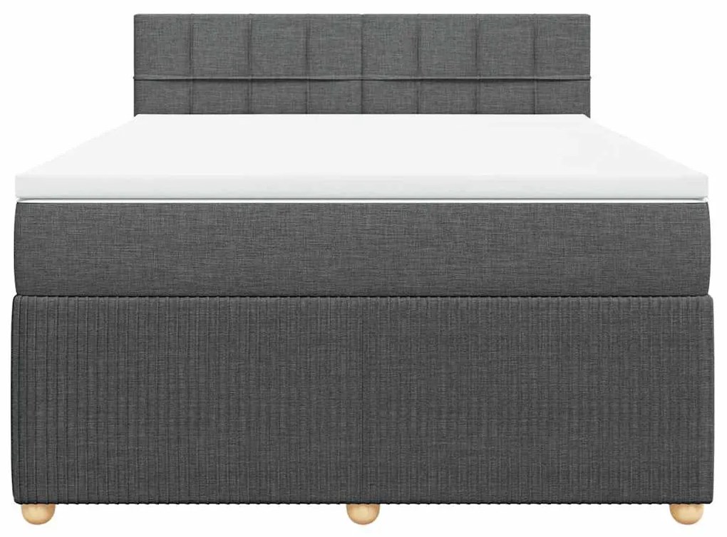 vidaXL Κρεβάτι Boxspring με Στρώμα Σκούρο Γκρι 140x190 εκ. Υφασμάτινο