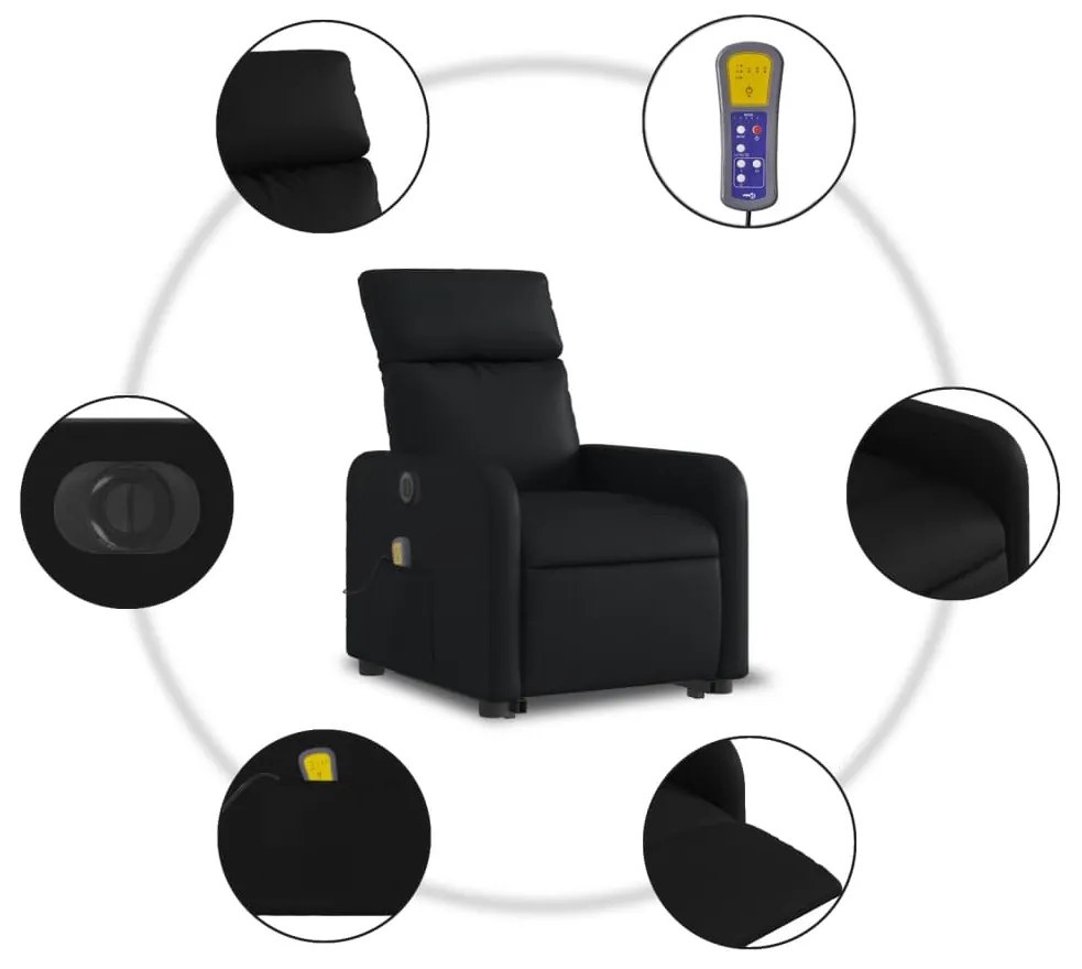 vidaXL Πολυθρόνα Μασάζ Ηλεκ Ανακλινόμενη με Ανύψωση Συνθετικό Δέρμα