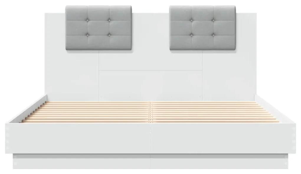 vidaXL Πλαίσιο Κρεβατιού με Κεφαλάρι Λευκό 140x200 εκ. Επεξ. Ξύλο