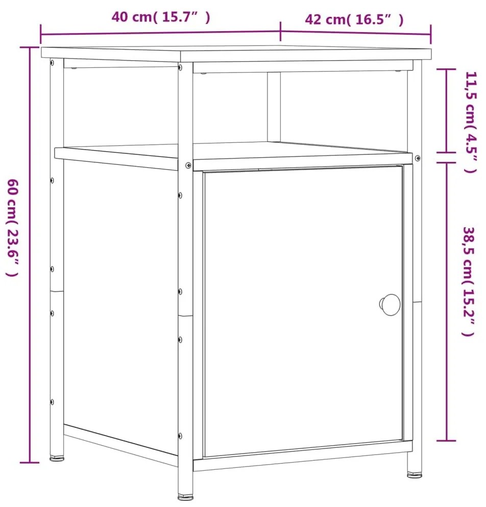 Κομοδίνα 2 τεμ. Γκρι Sonoma 40x42x60εκ. από Επεξεργασμένο Ξύλο - Γκρι