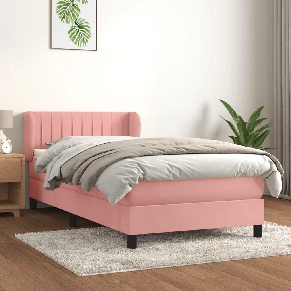 ΚΡΕΒΑΤΙ BOXSPRING ΜΕ ΣΤΡΩΜΑ ΡΟΖ 90X190 ΕΚ. ΒΕΛΟΥΔΙΝΟ 3127588