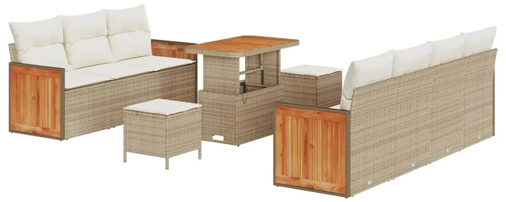 vidaXL Σετ Καναπέ Κήπου 10 pcs Μπεζ, Κρέμα 90 x 55 x 71 cm