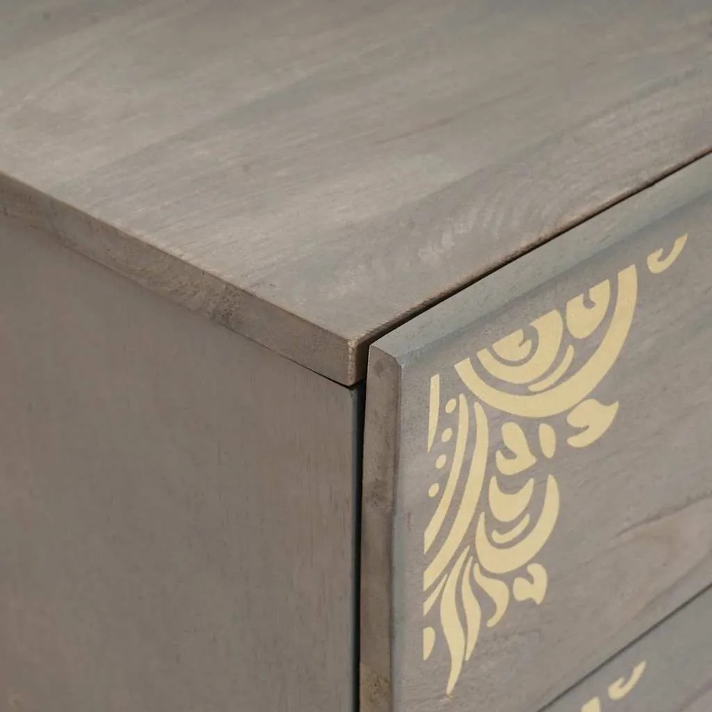 vidaXL Κομοδίνο με συρτάρι Γκρι 50 x 33 x 62 εκ. Μασίφ ξύλο μάνγκο