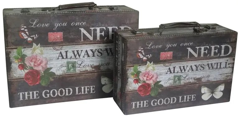 Σετ 2 Βαλίτσες-Κουτιά MDF 39x27x13,5 &amp; 34x22x11,5cm Etoile NN-741S