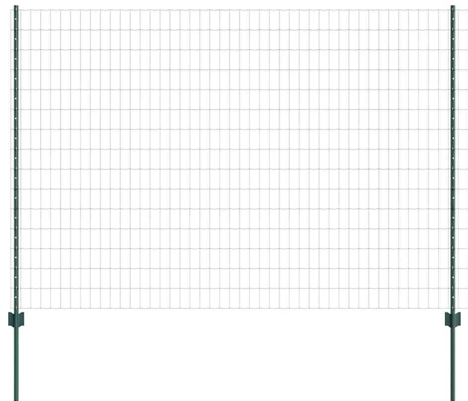 vidaXL Φράχτης με Στήλες. Πράσινο 1.5 x 10 m Ατσάλι