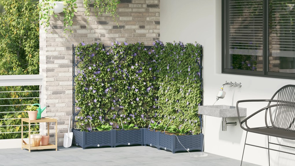 vidaXL Γλάστρες Κήπου 1 τεμ Καφασωτό Γκρι 120 x 120 x 126 cm Πλαστικό