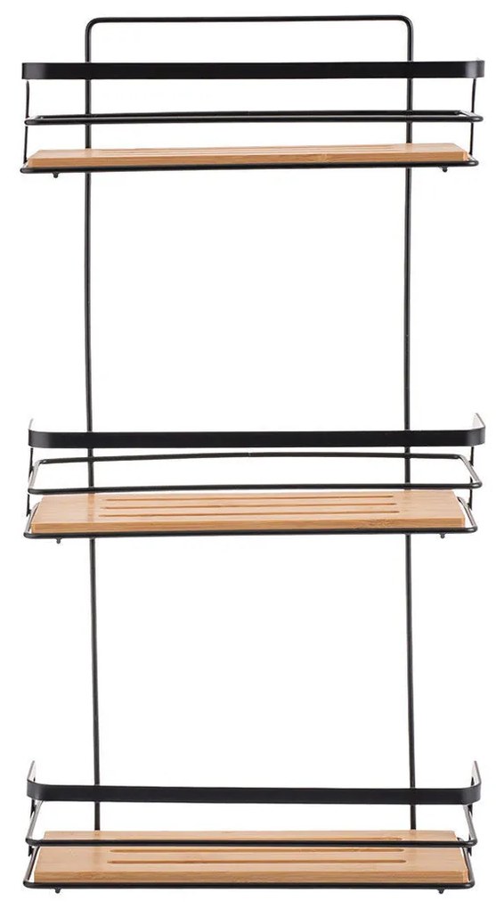 Εταζέρα Bamboo Essentials Μεταλλική Ισια 3 Θέσεων 25.5X10.5X49cm Μαύρη - Estia