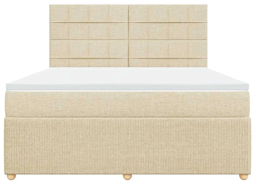 vidaXL Κρεβάτι Boxspring με Στρώμα Κρεμ 180x200 εκ. Υφασμάτινο