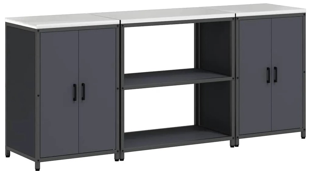 vidaXL Σετ Αποθήκευσης Κουζίνας με ράφι 3 pcs Ανθρακί 210 x 50 x 92 εκ