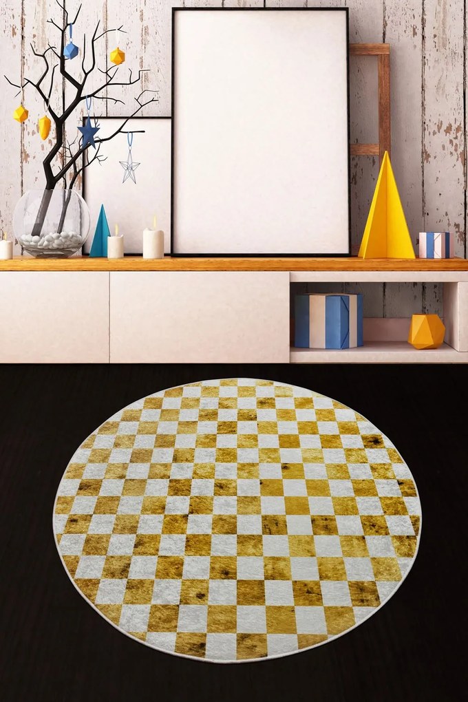 Χαλί Coper 882CHL2984 Yellow-White Conceptum Hypnose 120X120cm Round