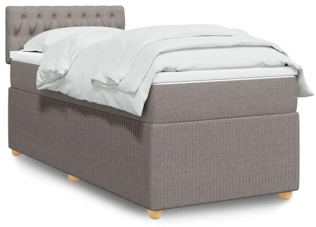 Κρεβάτι Boxspring με Στρώμα Taupe 90x190 εκ.Υφασμάτινο - Μπεζ-Γκρι