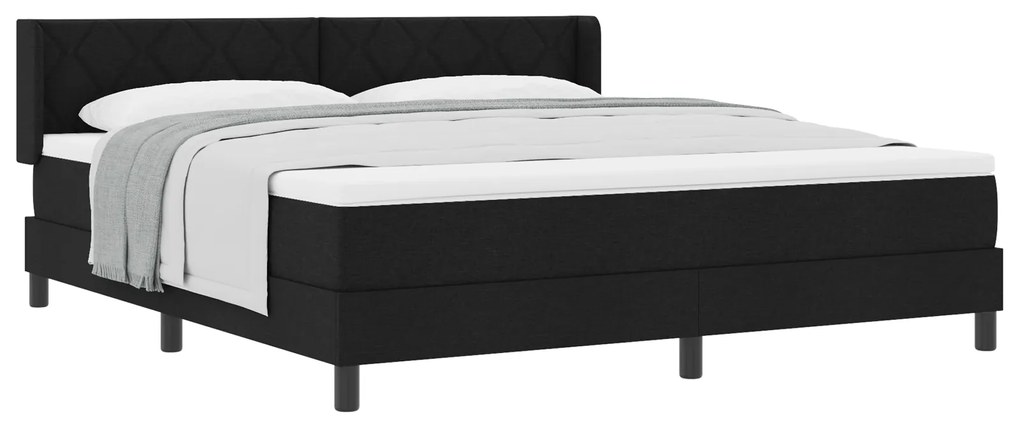 vidaXL Κρεβάτι με ελατήρια με κεφαλάρι Μαύρο 180 x 200 cm Ύφασμα
