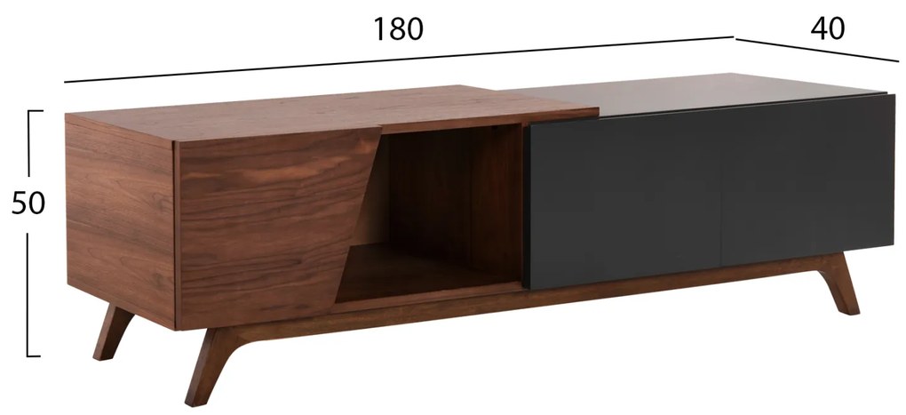 ΕΠΙΠΛΟ ΤΗΛΕΟΡΑΣΗΣ HUDSON HM9748 MDF ΚΑΠΛΑΜΑΣ ΚΑΡΥΔΙΑΣ ΚΑΡΥΔΙ&amp;ΣΚΟΥΡΟ ΓΚΡΙ 180x40x50Υ