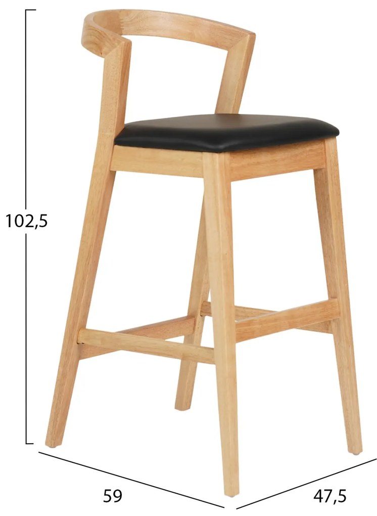 ΣΚΑΜΠΟ ΜΠΑΡ NAMI  RUBBERWOOD ΣΕ ΟΑΚ-ΜΑΥΡΟ PU 47,5x59x102,5Υεκ.