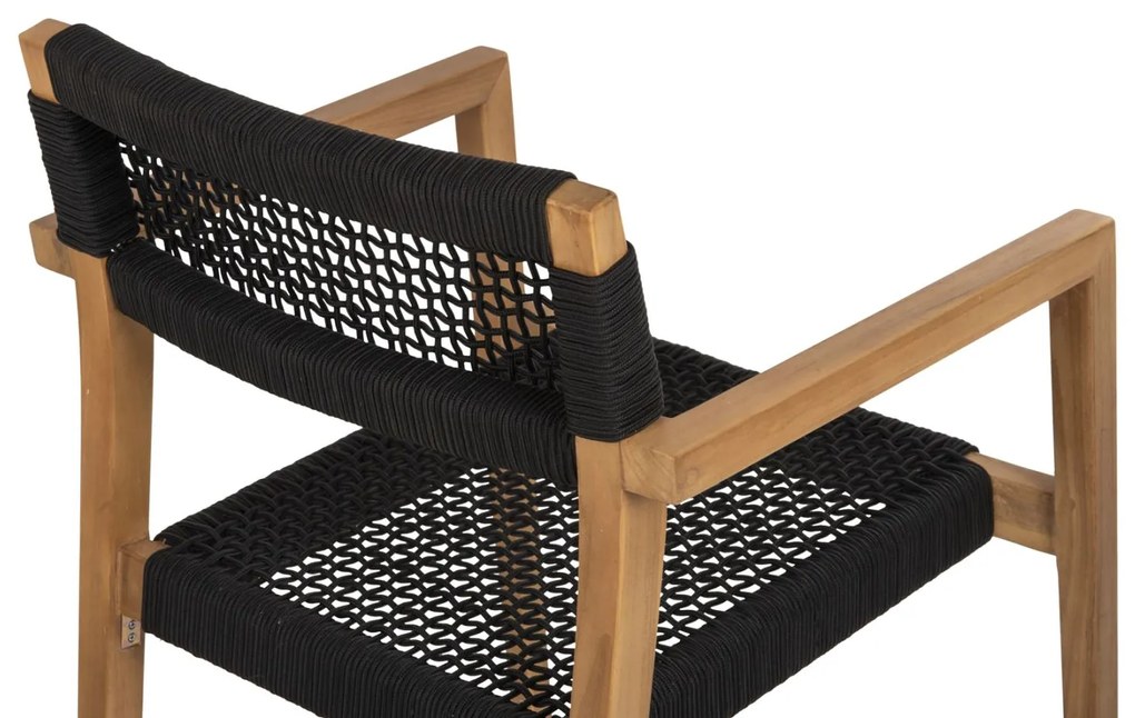 Πολυθρόνα Charlotte Ξύλο Teak Φυσικό & Μαύρο Σχοινί 59x54x83Y εκ.