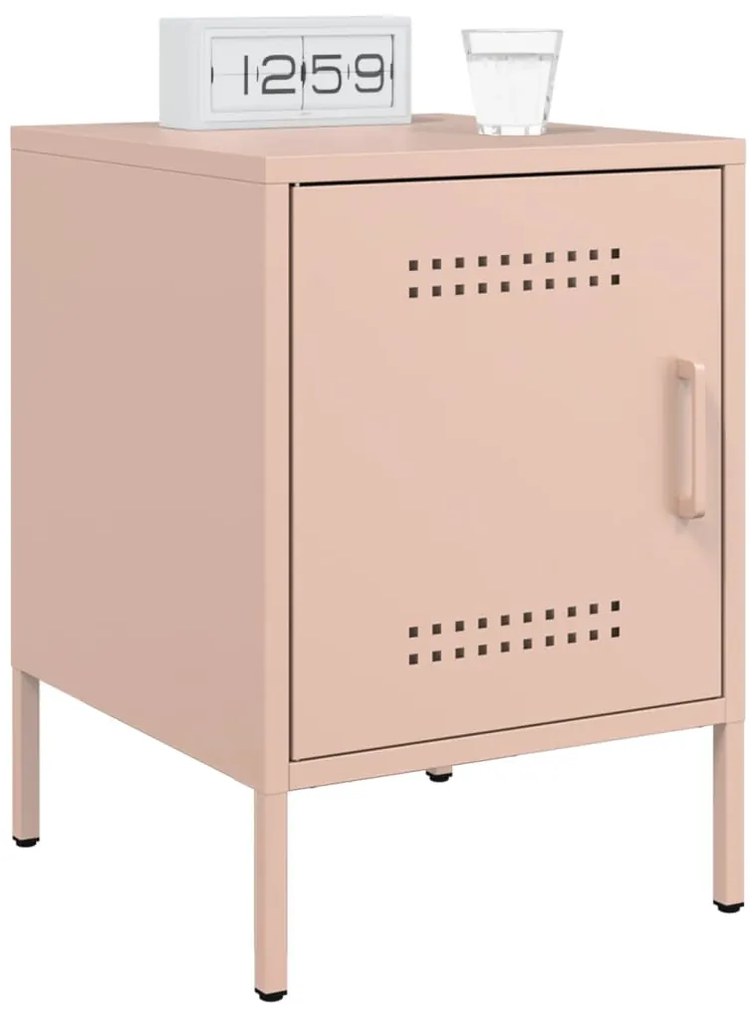vidaXL Κομοδίνα 2 τεμ. Ροζ 36x39x50,5 εκ. από Χάλυβα
