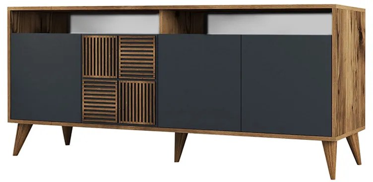 Μπουφές Milan Megapap χρώμα καρυδί - ανθρακί 180x35x78,6εκ.