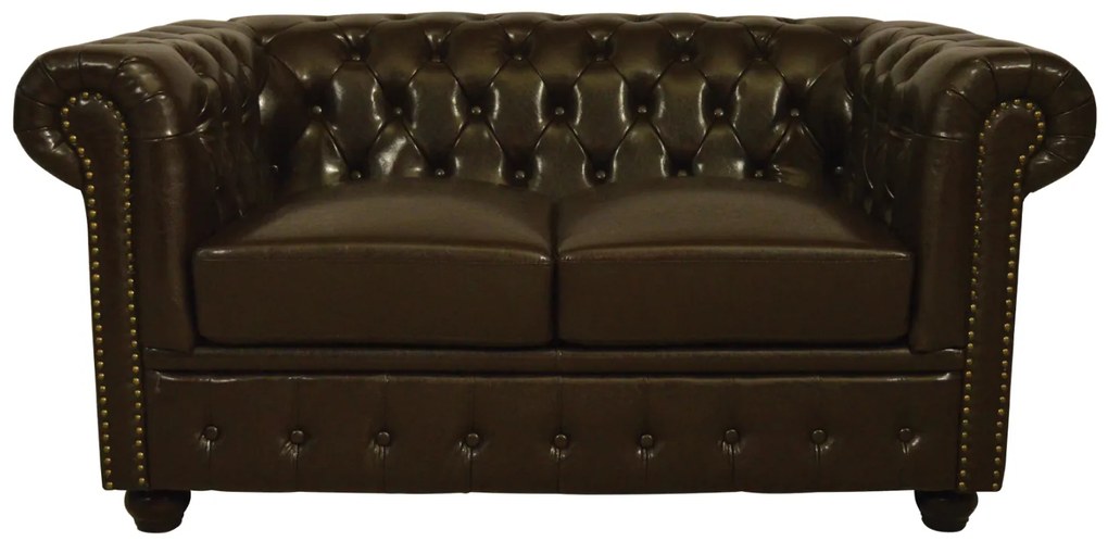 ΚΑΝΑΠΕΣ 2ΘΕΣΙΟΣ T.CHESTERFIELD HM3010.01 ΤΕΧΝΟΔΕΡΜΑ ΣΚΟΥΡΟ ΚΑΦΕ 155x90x73 εκ.