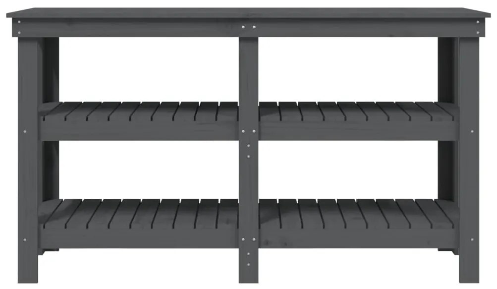 vidaXL Πάγκος Εργασίας Γκρι 142,5 x 50 x 80 εκ. από Μασίφ Ξύλο Πεύκου